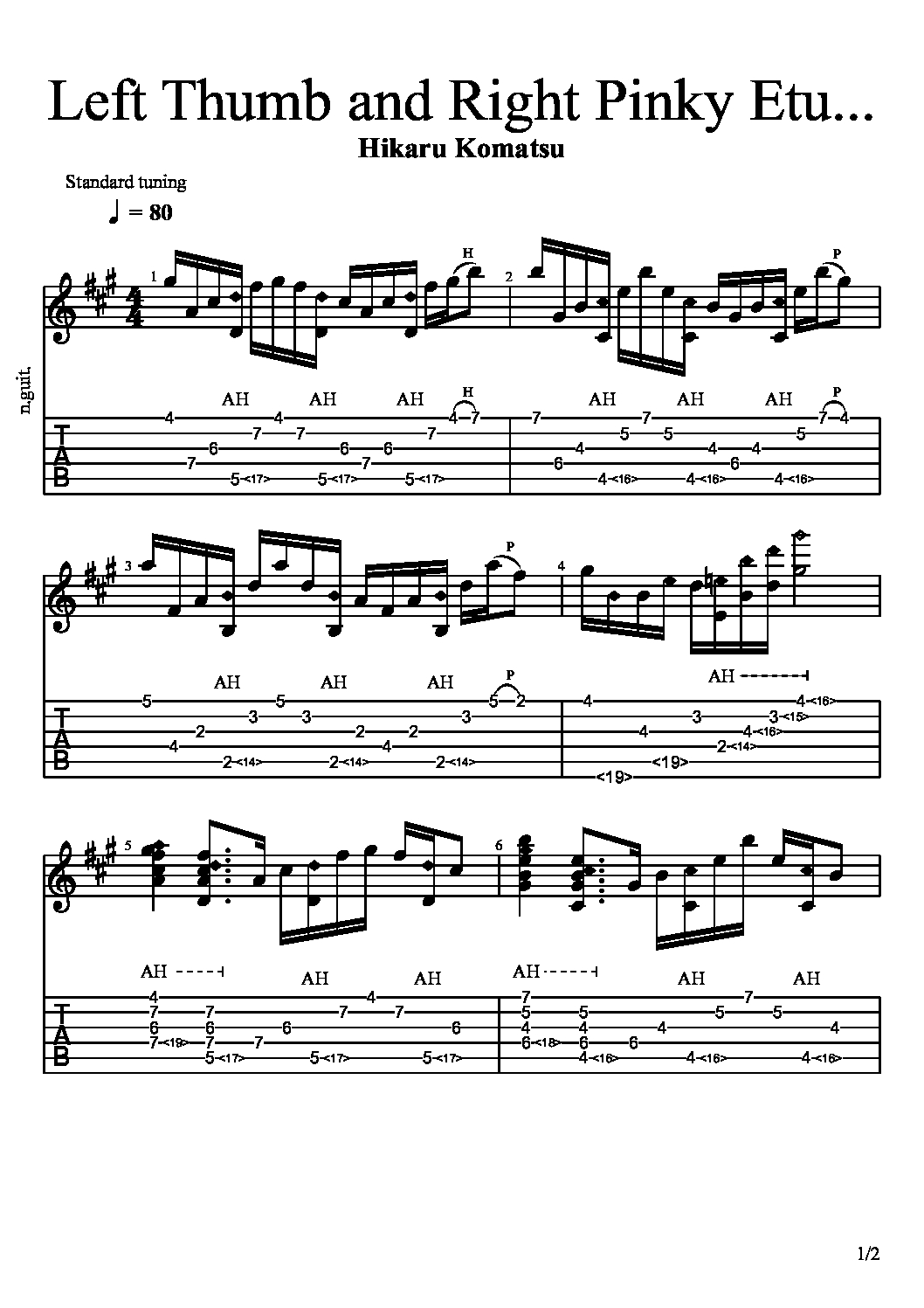 Left Thumb and Right Pinky Etude
